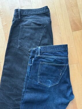 TWO PAIRS Rogue Territory Stanton Slim Jeans in Dark Blue and Black Indigo 36